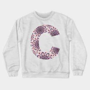 Dark Mandala Letter Capital C Grey Crewneck Sweatshirt